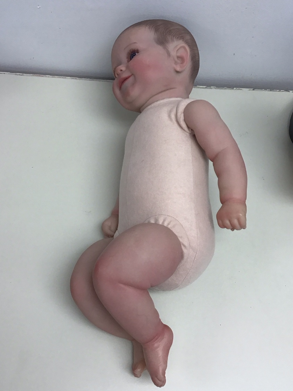 Reborn “Maddy” Beige Fabric Body Baby Doll with Vinyl Limbs - Picture 6 of 8